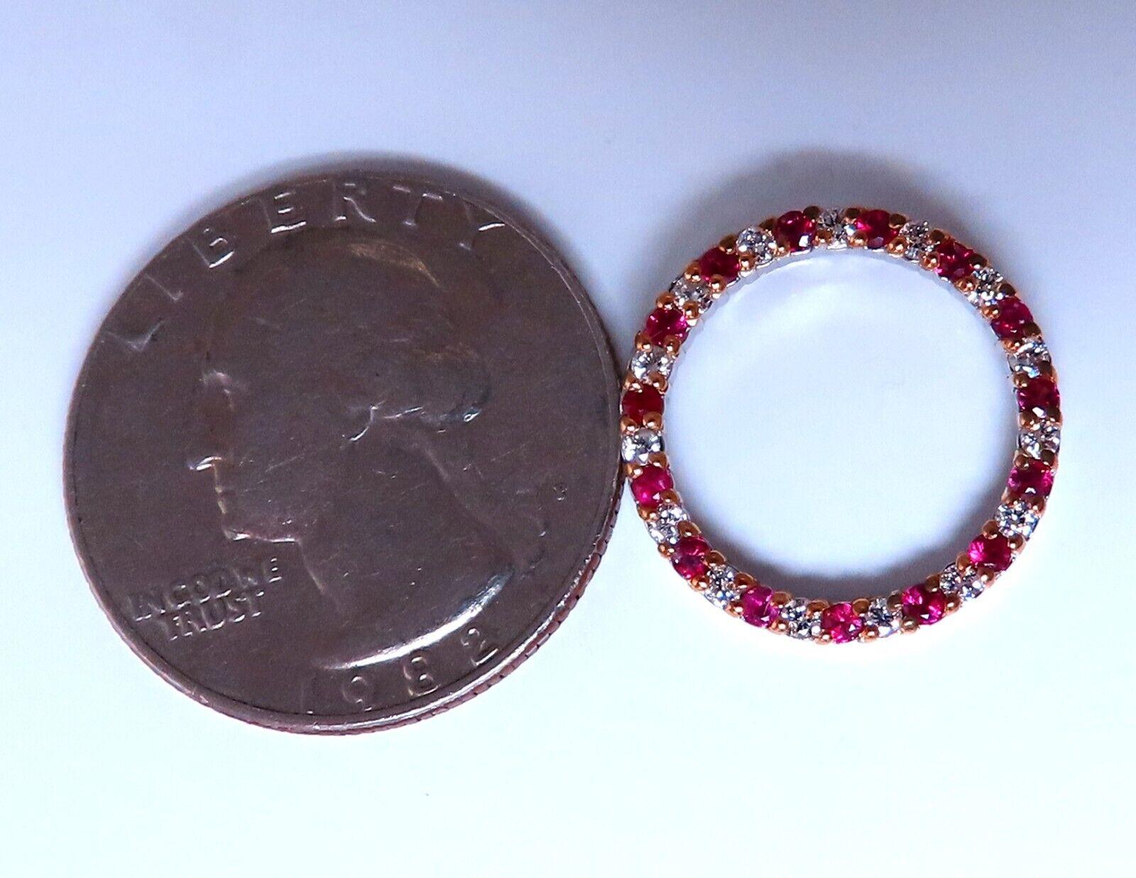 .53ct rubis rouge naturel diamant pendentif cercle ouvert 14kt Neuf - En vente à New York, NY