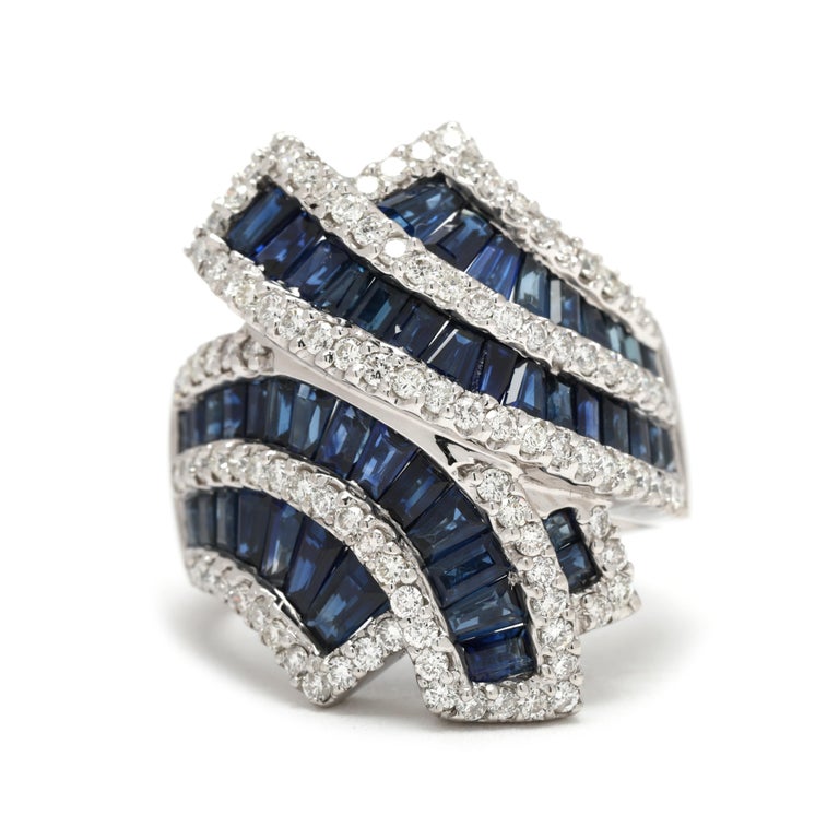 Sapphire And Diamond Ring Signed 1,044 For Sale on 1stDibs