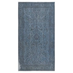 5.3x10 Ft Modern Floral Patterned Area Rug in Blue, Hand-knotted in Turkey (Tapis noué à la main en Turquie)