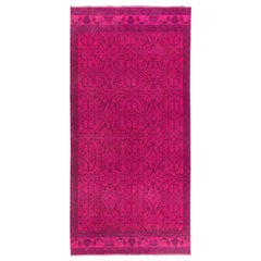 5.3x10.8 Ft Vintage Handmade Rug Re-Dyed in Fuchsia pink, Woolen Turkish Carpet