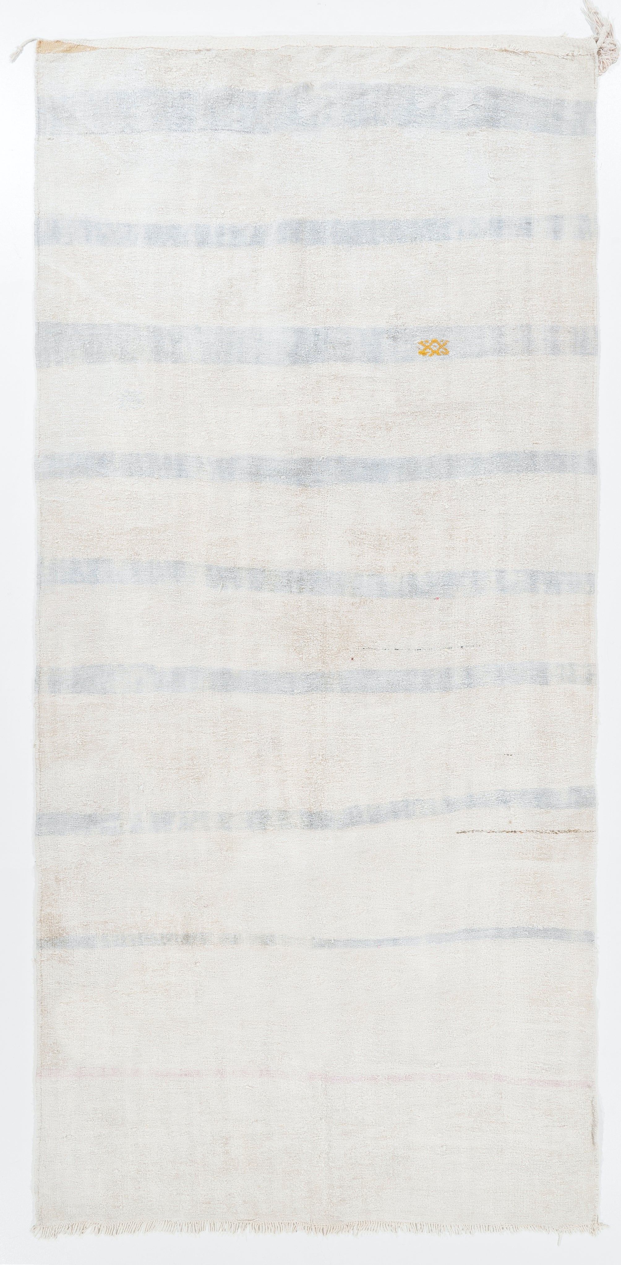Flachgewebter türkischer Baumwollkilim in gewaschenem Grau und Blau 5.3x11.2 Ft im Angebot