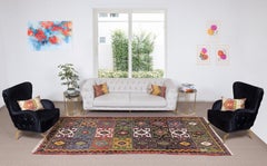 5.3x11.5 Ft Colorful Vintage Hand-Woven Anatolian Kilim, Flat-Weave Runner Rug