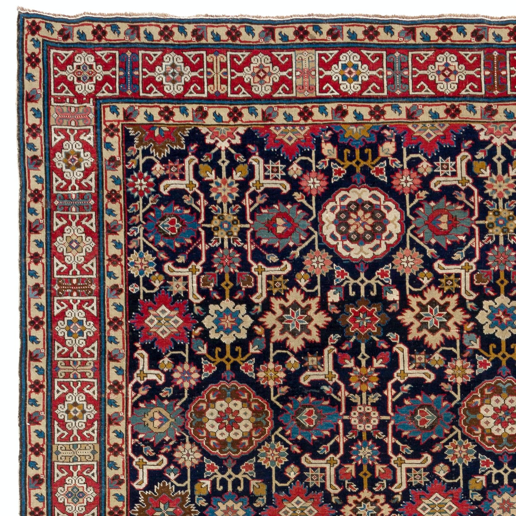 A highly collectible, magnificent Afshan-Kuba rug from circa 1840. One of a family of distinguished rugs that were woven in the Northern Caucasus on commission for palaces and wealthy households. Their design inspiration was Persian and Indian