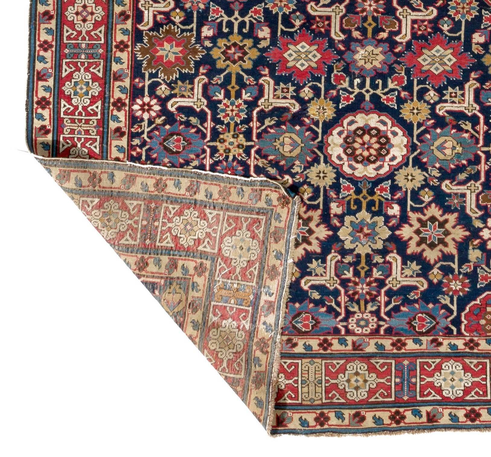 5.3x12 ft Museum Quality Antique Caucasian Kuba Rug, circa 1840 In Good Condition For Sale In Philadelphia, PA