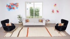 5.3x14.5 Ft Vintage Turkish Runner Kilim Made of Natural Wool, Flat-Weave Carpet