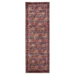 5
3"x17
3" Red Antique Persian Yazd Garden Design Wool Hand Knotted Runner Rug