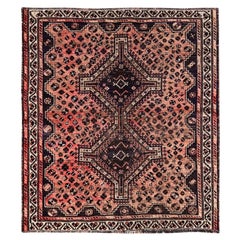 5
3"x6
 Blush Red Vintage Persian Shiraz Hand Knotted Wool Sheared Low Rug