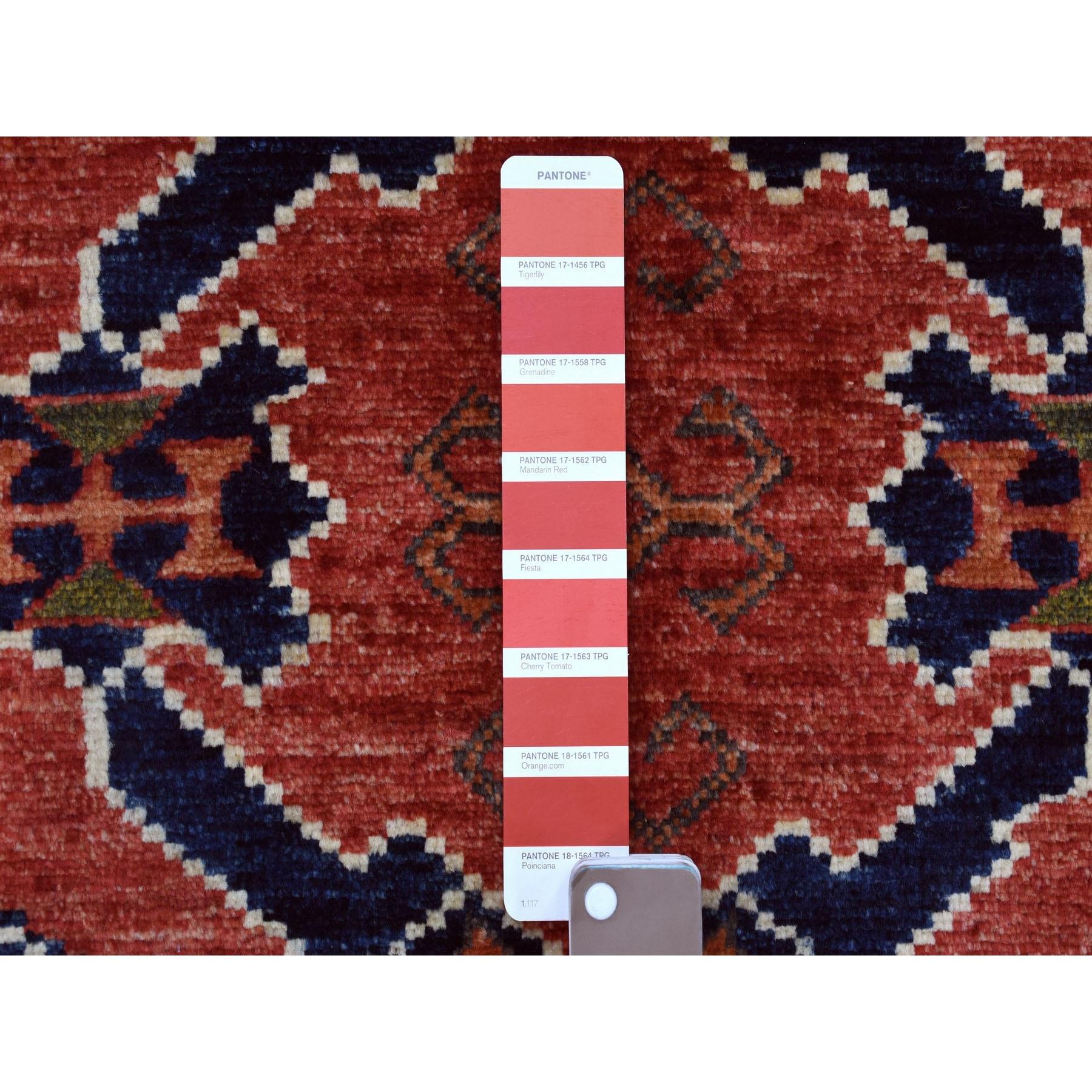Alfombra Oriental Anudada a Mano con Diseño Geométrico Ersari Rojo Afgano de Lana Pura de 5'3 