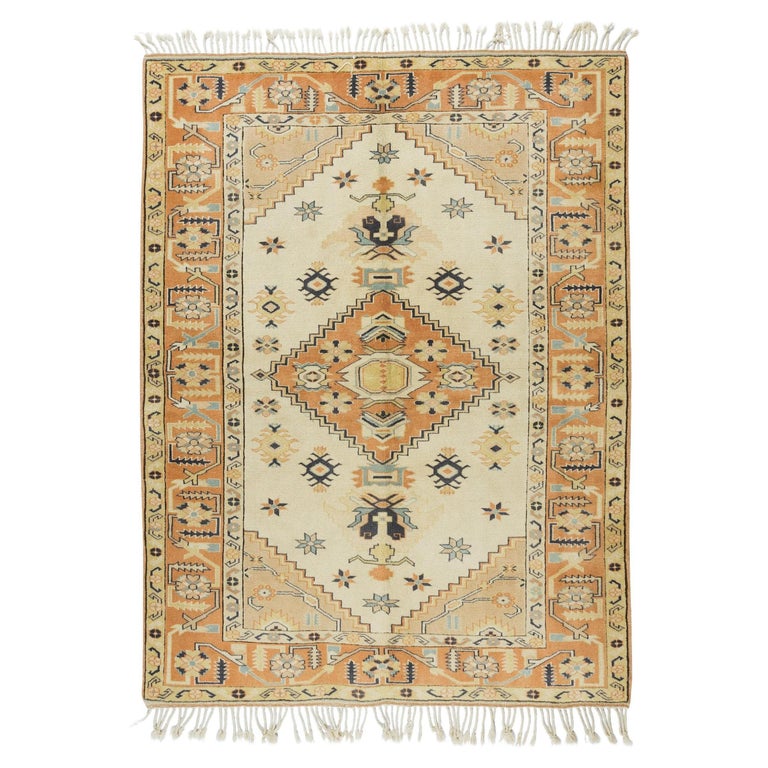 Mid-Century Handmade Anatolian Rug with Geometric Medallion Design For ...