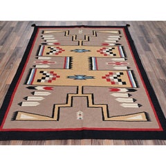Tappeto in lana intrecciata a mano, 160 x 213 cm, colore Beaver Brown, con motivo geometrico in stile sud-occidentale