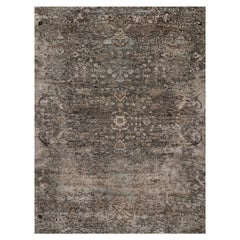 5
3 "x7
 Marrone Annodato a mano Tappeto in Lana-Seta con Influenza Persiana Transitoria