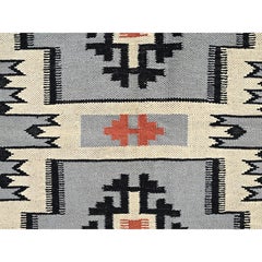 5'3"x7' Gray Hand Woven Pure Wool American Indian Southwest Flat Weave Rug