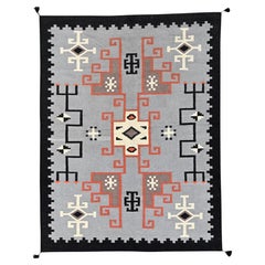 5
3"x7
 Medium Gray Flat Weave American Indian Southwest Hand Woven Wool Rug