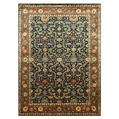 5'3"x7'1" Midnight Blue Heriz All Over Design Soft Pile Hand Knotted Wool Rug