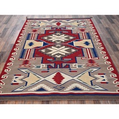 Alfombra oriental de lana tejida a mano, de diseño geométrico en color marrón Toscana, de 1,60 m x 2,16 m