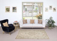 Alfombra Turca Vintage Anudada a Mano de 1,5 x 2,3 m para Interiores Rústicos de Granja