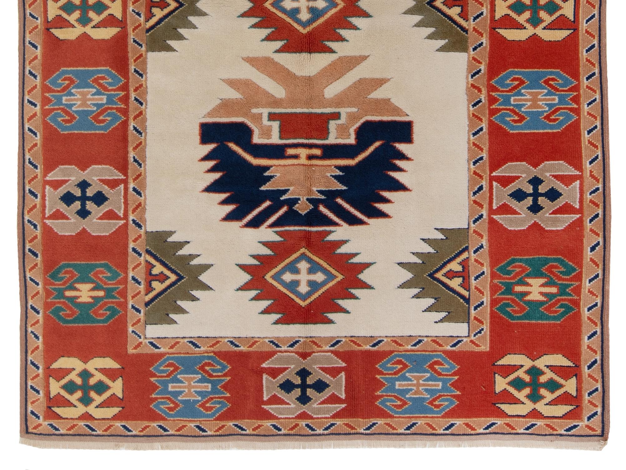5.3x7.4 Ft Feiner handgeknüpfter Anatolischer Vintage-Teppich mit allen natürlichen Farbstoffen (Oushak) im Angebot