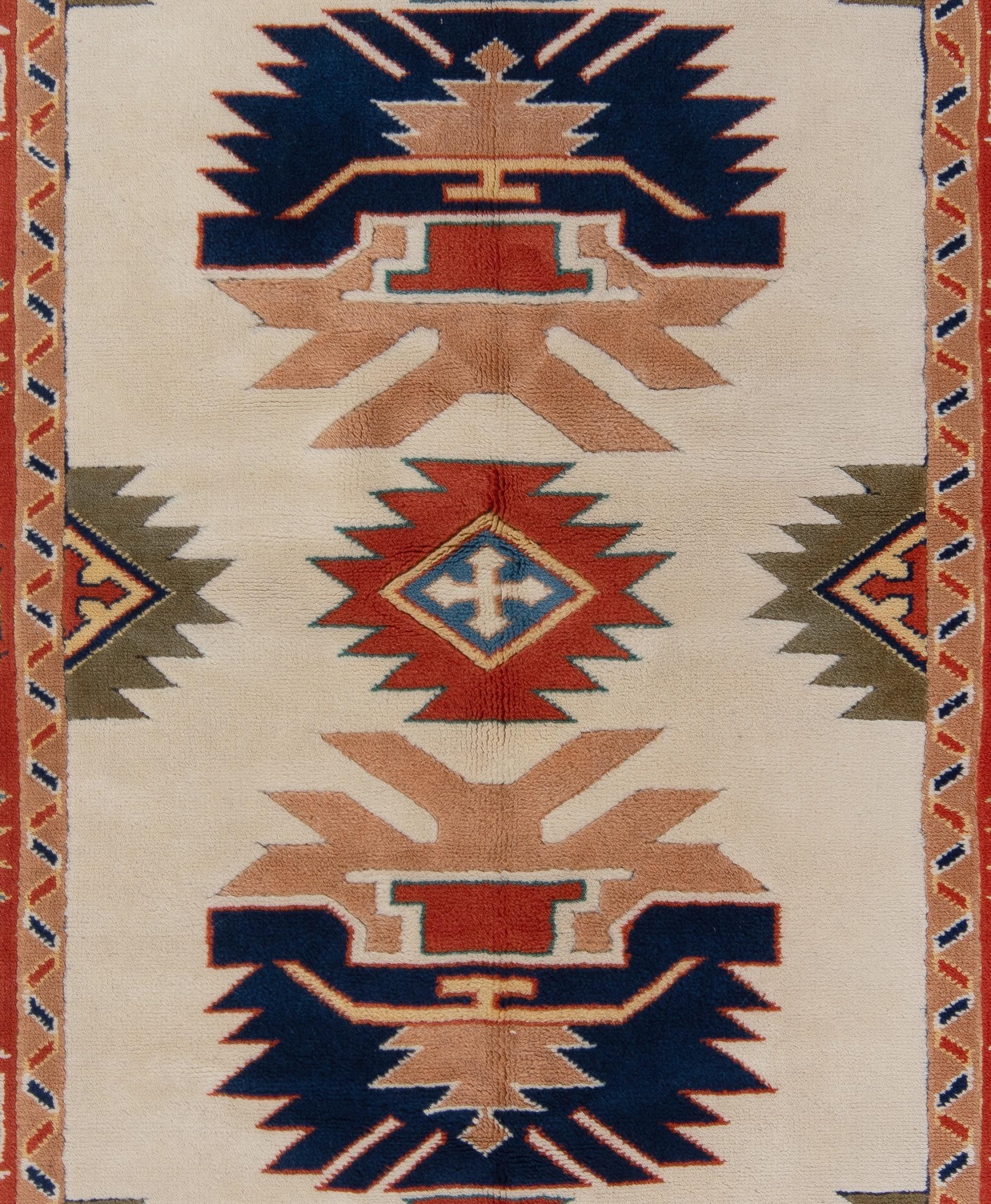 5.3x7.4 Ft Feiner handgeknüpfter Anatolischer Vintage-Teppich mit allen natürlichen Farbstoffen (Türkisch) im Angebot