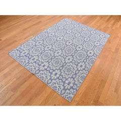 5'3"x7'5" Purple, 100% Wool, Hand Woven, Flat Weave Kilim, Reversible Rug
