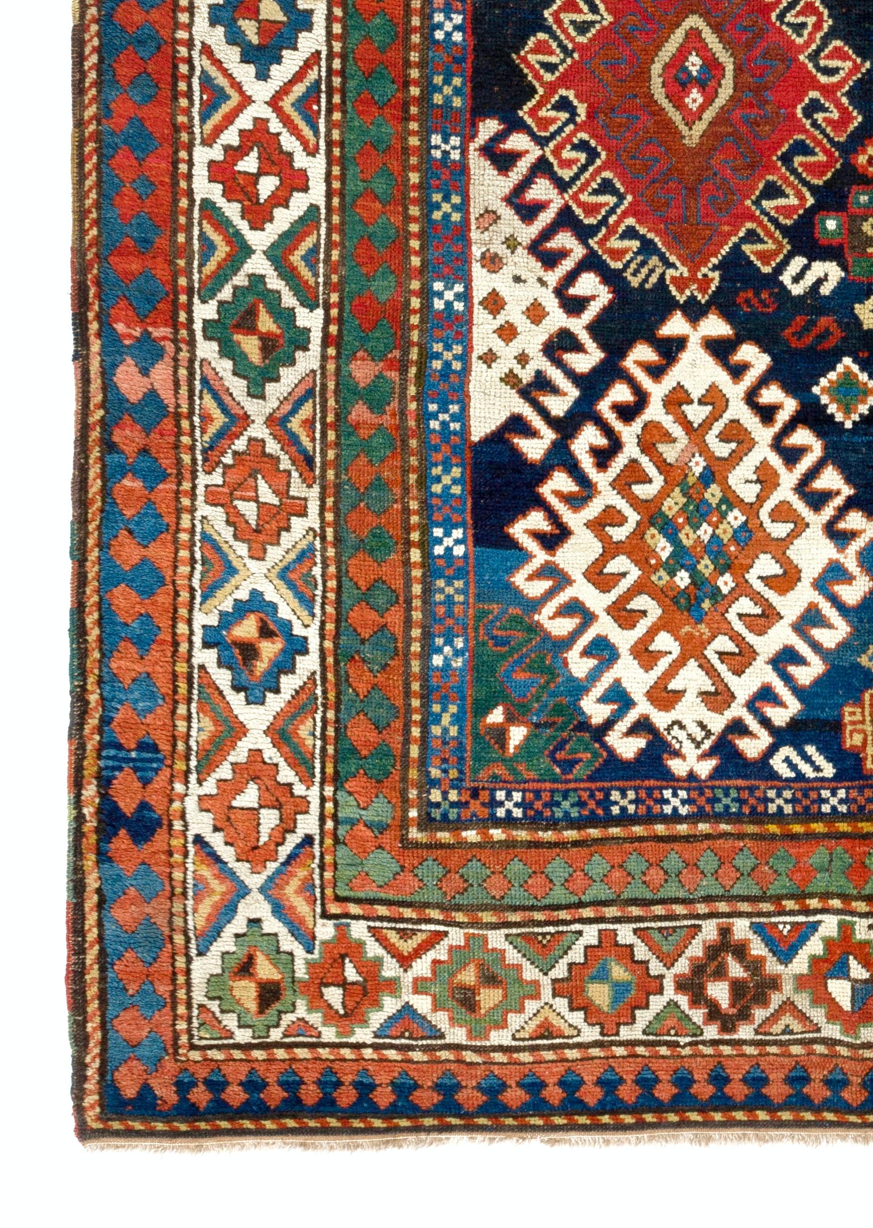 Antique Caucasian Bordjalou Kazak Rug, circa 1870 In Good Condition For Sale In Philadelphia, PA