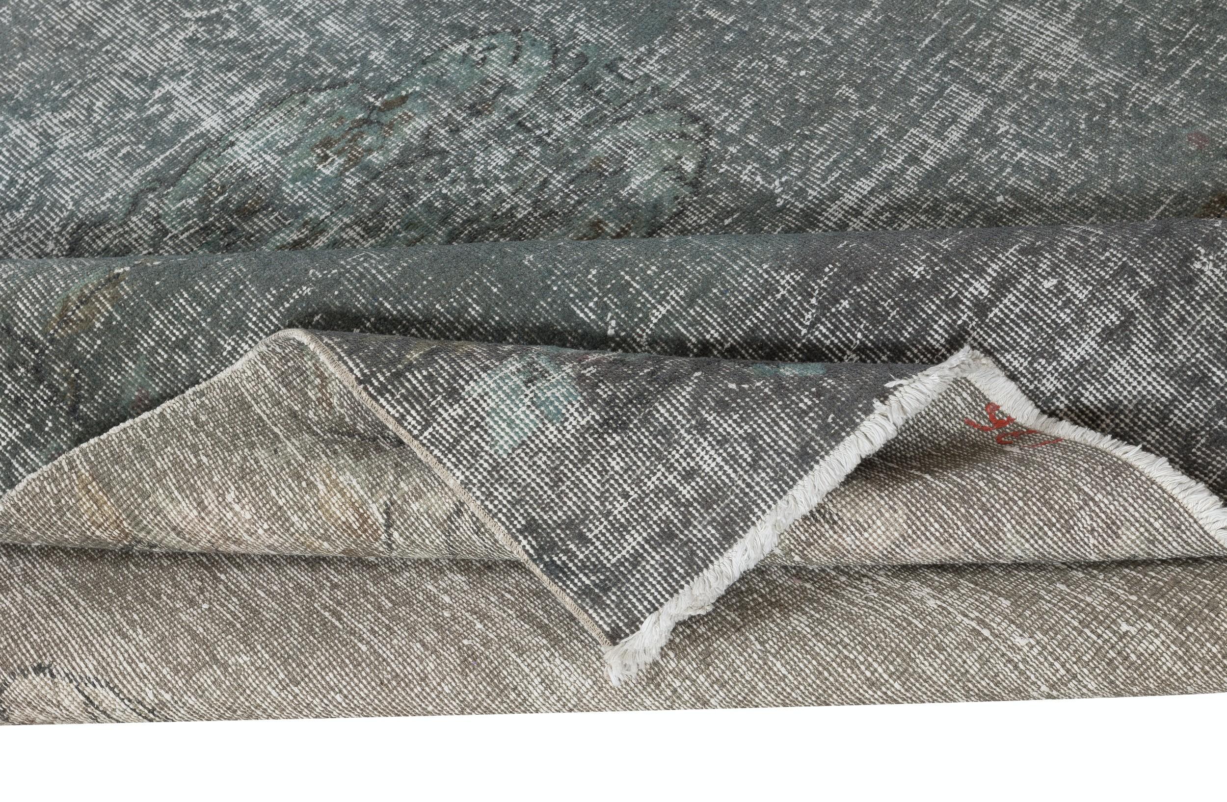 Modern 5.3x8 Ft Contemporary Hand-knotted Area Rug. Green Color Turkish Floor Covering For Sale