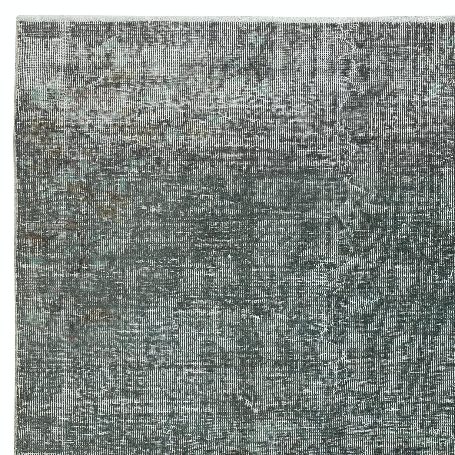 Hand-Knotted 5.3x8 Ft Contemporary Hand-knotted Area Rug. Green Color Turkish Floor Covering For Sale