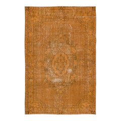 Tappeto arancione 5.3x8 Ft, rivestimento per pavimenti fatto a mano, tappeto turco decorativo
