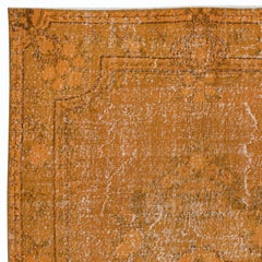 5.3x8 Ft Orange Area Rug, Handmade Floor Covering, Decorative Turkish Carpet