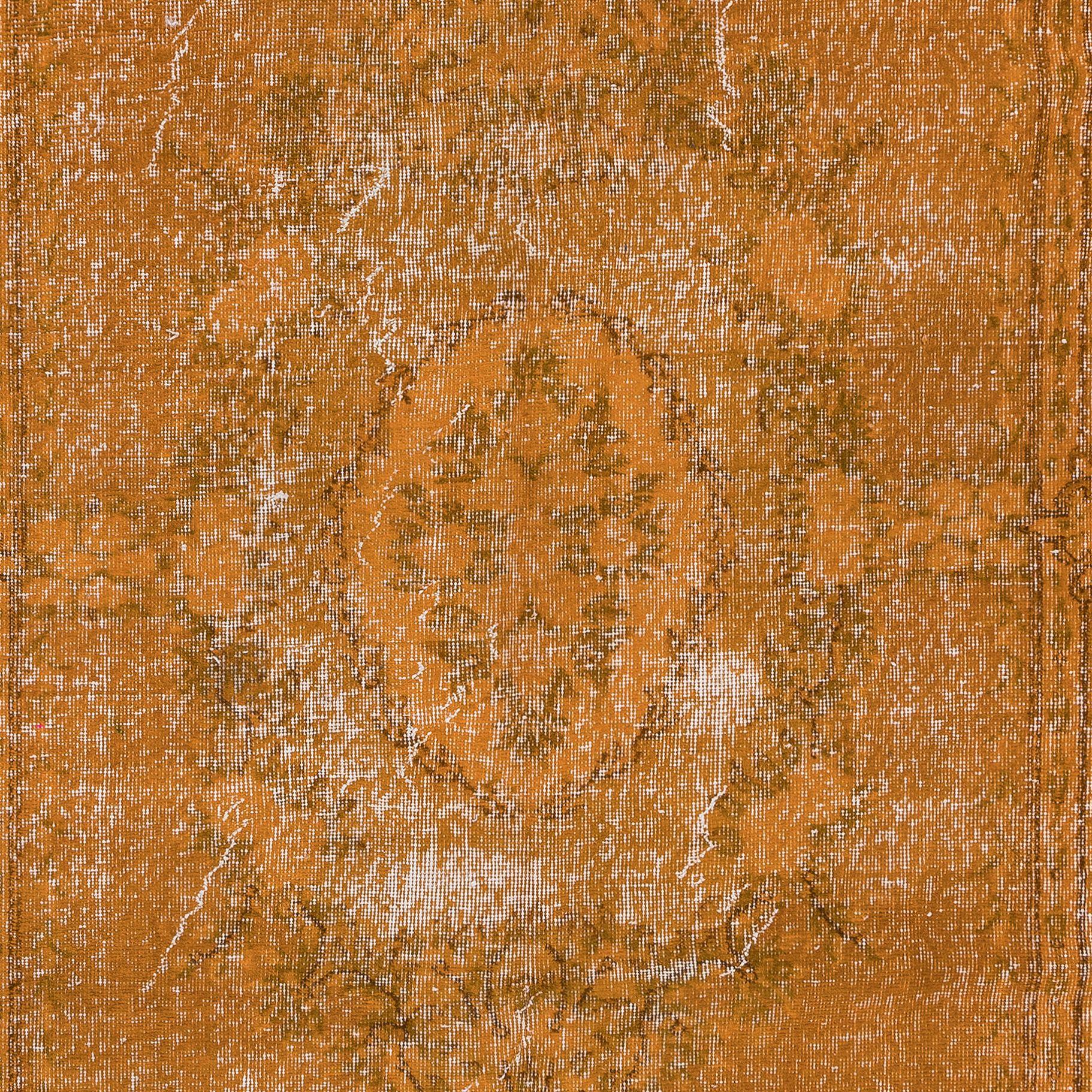 Modern 5.3x8 Ft Orange Area Rug, Handmade Floor Covering, Upcycled Turkish Carpet For Sale