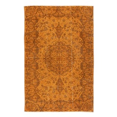 5.3x8 Ft Orange Redyed Vintage Rug für moderne Innenräume. Handgeknüpft in der Türkei