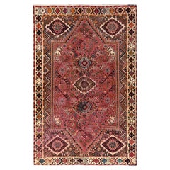 5
3"x8
 Pink Vintage Persian Shiraz with All Over Design Hand Knotted Wool Rug