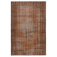 Handgefertigter türkischer Teppich in Orange im Used-Look 5.3x8.2 Ft für Büro-Dekor im Used-Look