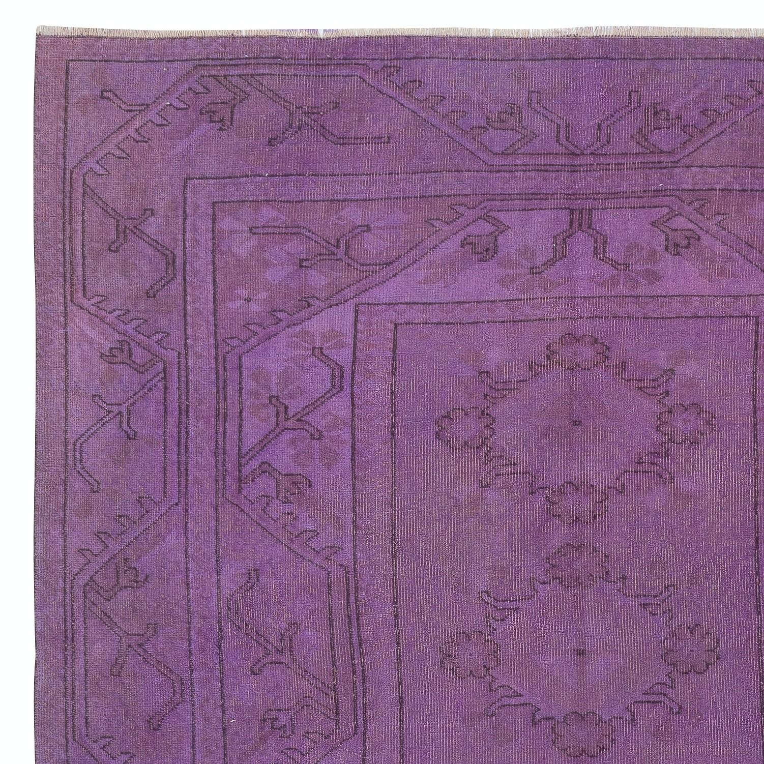 5.3x8.2 Ft Lila Farbe Handmade Wolle Anti-bakterielle Türkisch Milas Teppich (Handgeknüpft) im Angebot