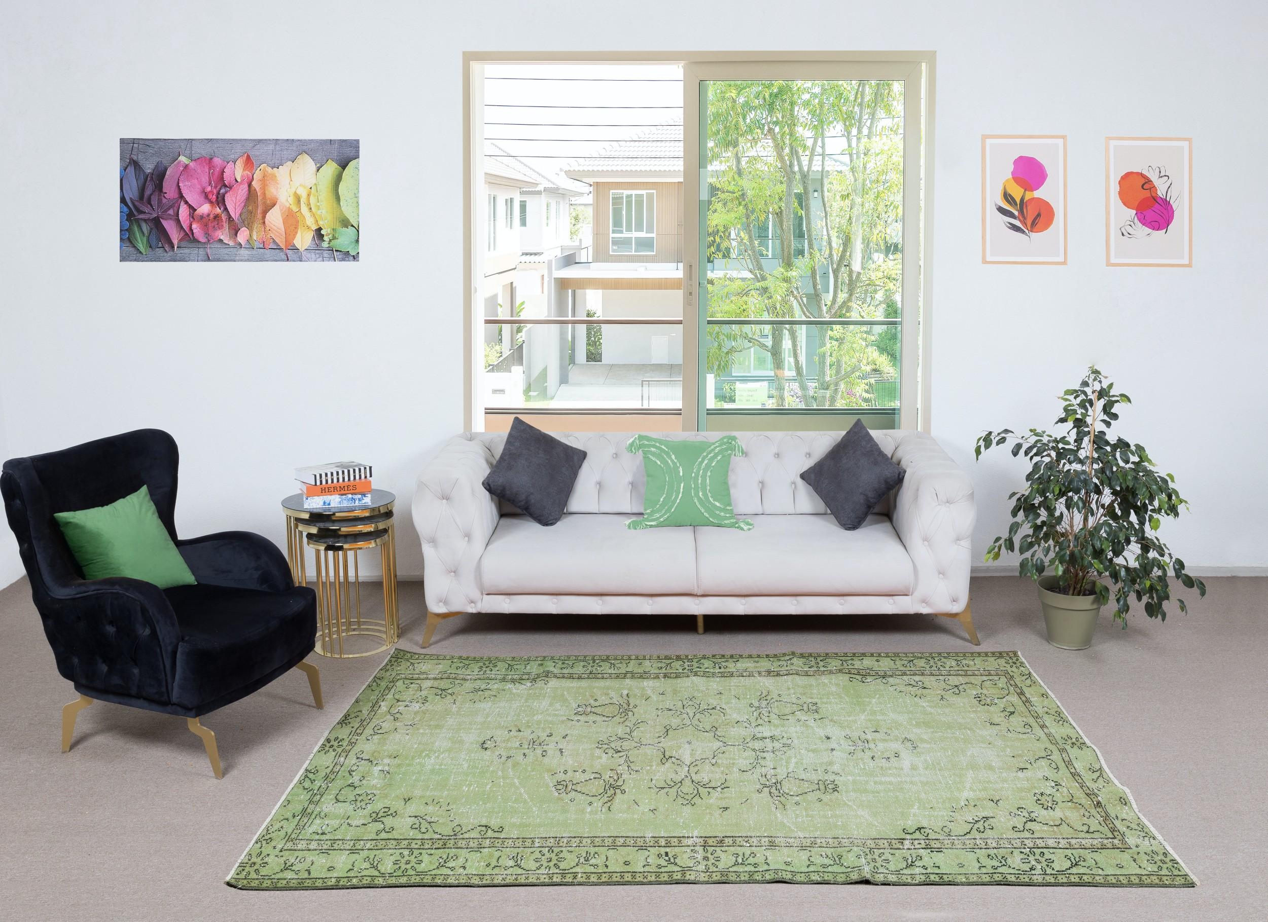 Our over-dyed rugs are all hand-knotted vintage pieces that are recreated in our workshop to cater to a wider range of interior design choices from modern to coastal, from industrial to rustic/cottage. These 50 to 70 year-old rugs were hand-knotted
