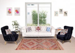 5.3x8.3 Ft One-of-a-Kind Geometric Vintage Turkish Jijim Kilim Rug Made of Wool