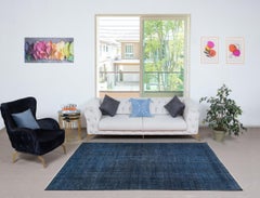 5.3x8.3 Ft Solid Blue Area Rug for Contemporary Interiors, Handmade in Turkey (tapis d'intérieur bleu uni pour les intérieurs contemporains, fabriqué à la main)