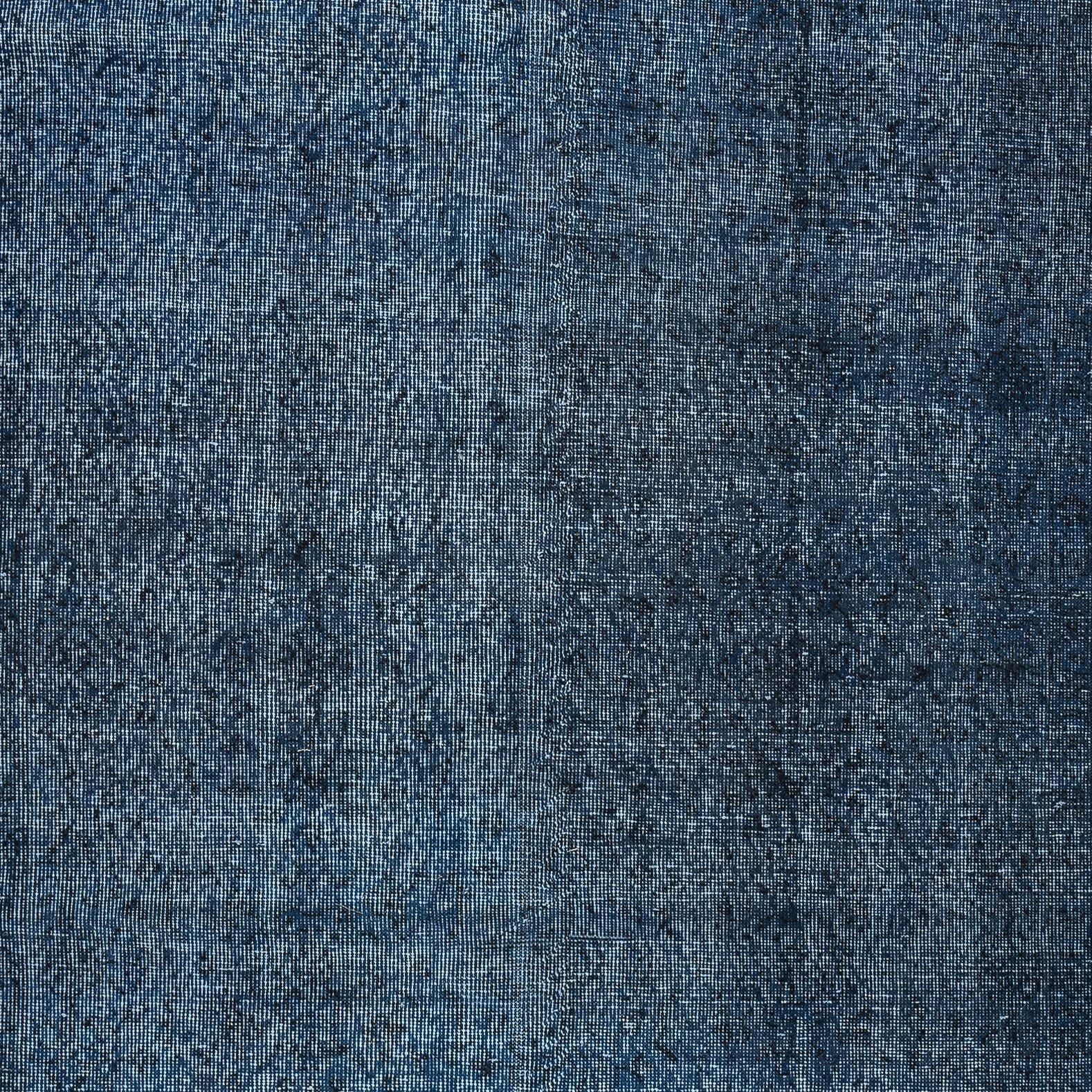 Annodato a mano Tappeto blu solido 5.3x8.3 Ft per interni contemporanei, fatto a mano in Turchia in vendita