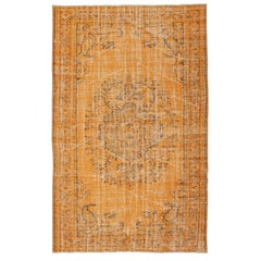 5.3x8.4 Ft Vintage Handmade Türkisch Teppich Overdyed in Orange für moderne Interieurs