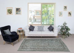 Türkischer 5.3x8.4 Ft Vintage-Teppich im Vintage-Stil, rot lackiert in blauer Farbe für moderne Inneneinrichtung
