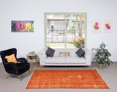 5.3x8.5 Ft Decorative Orange Handmade Room Size Rug, Modern Turkish Carpet