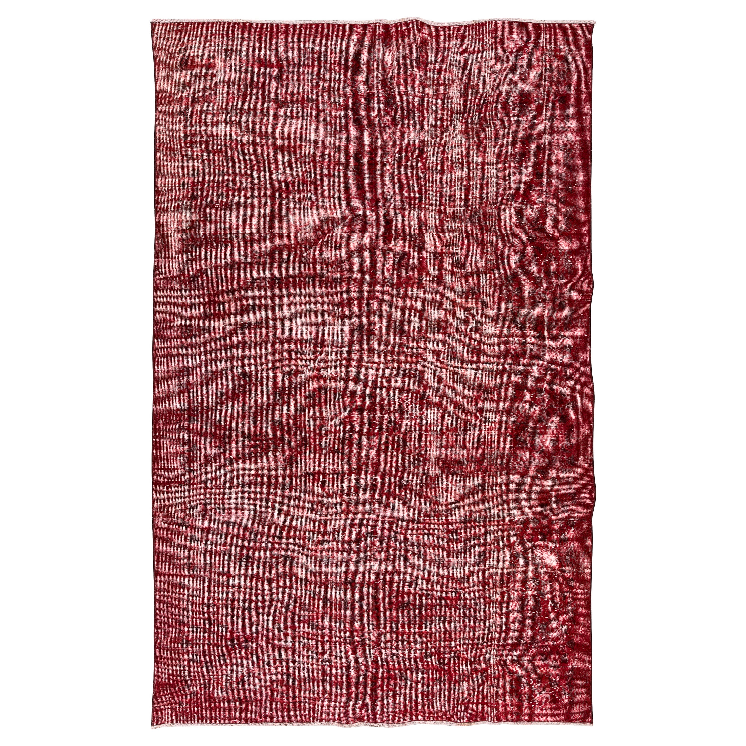 5.3x8,5 Ft Vintage-Teppich in roter Farbe, überzogen. Ideal für zeitgenössische Inneneinrichtung