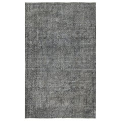 Tappeto vintage fatto a mano 5.3x8.6 Ft tinto di grigio per interni contemporanei