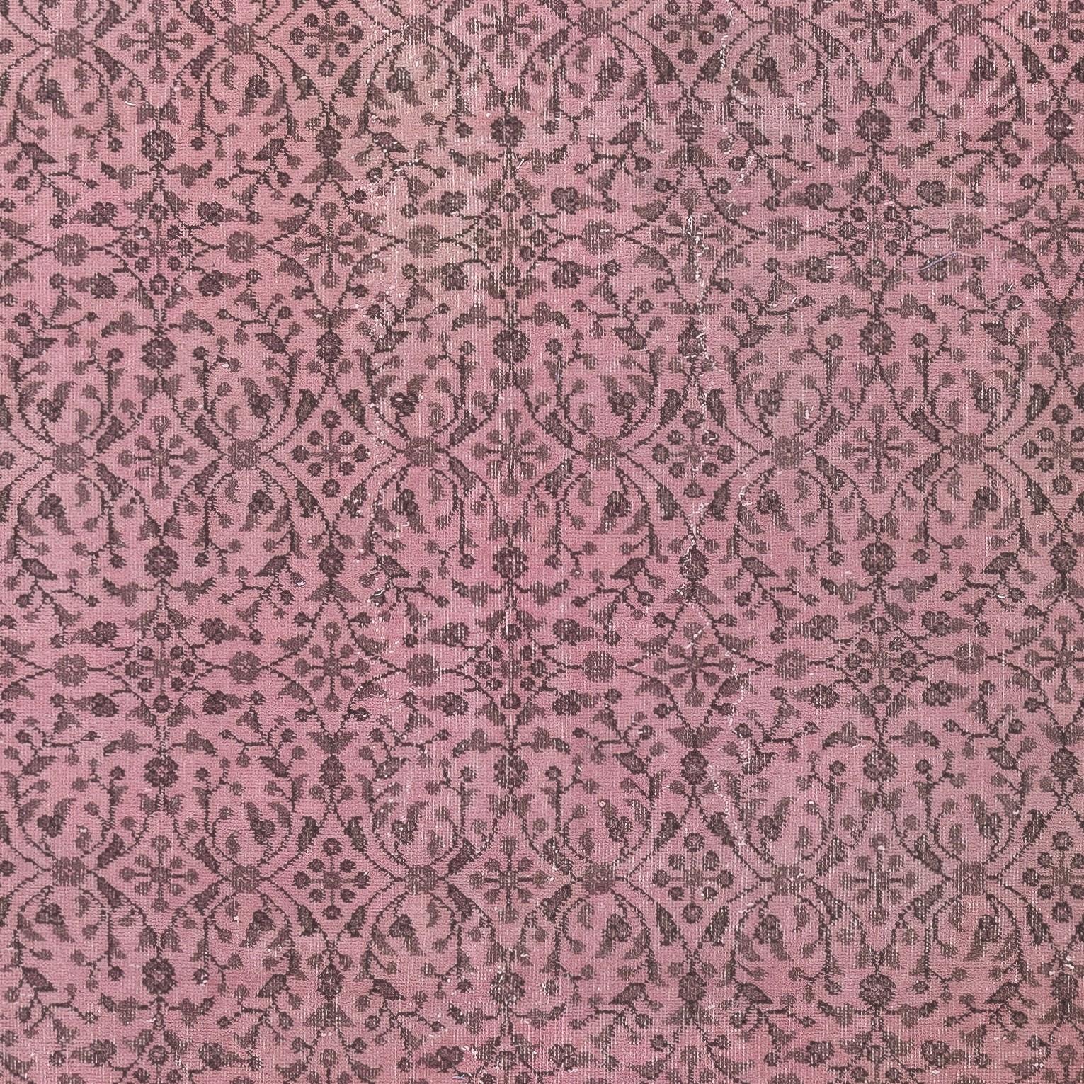 5.3x8.7 Ft Handmade Flower Design Wolle Bereich Teppich. Modern Pink Color Rug (Handgeknüpft) im Angebot