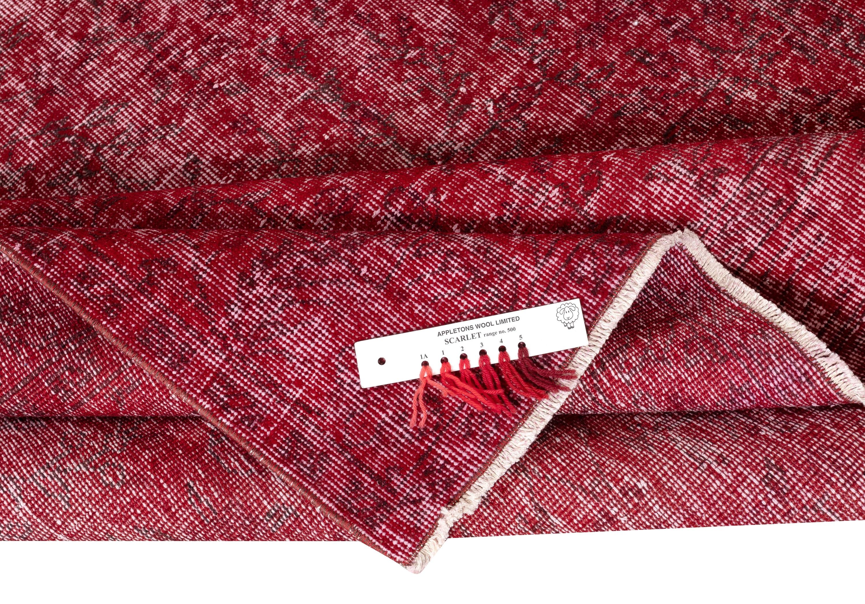 5.3x8.7 Ft Vintage Handmade Türkisch Teppich Overdyed in Rot für moderne Innenräume (Moderne) im Angebot