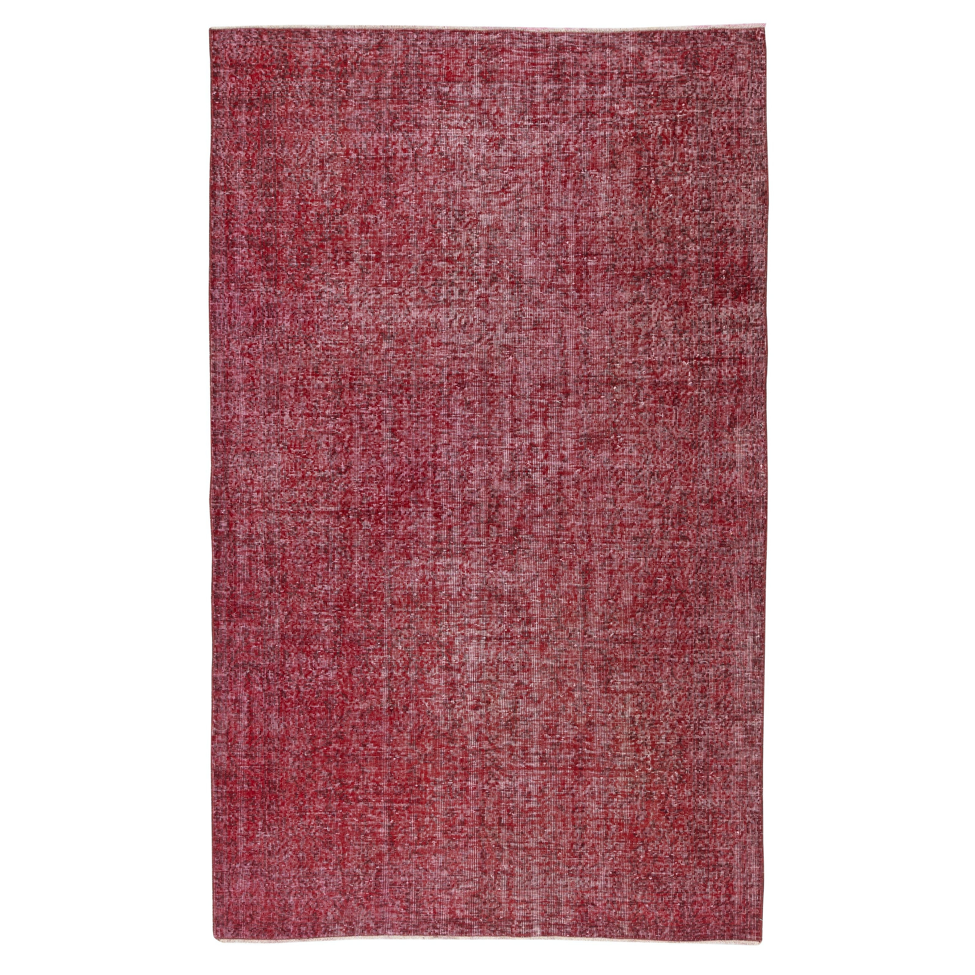 5.3x8.7 Ft Vintage Handmade Türkisch Teppich Overdyed in Rot für moderne Innenräume