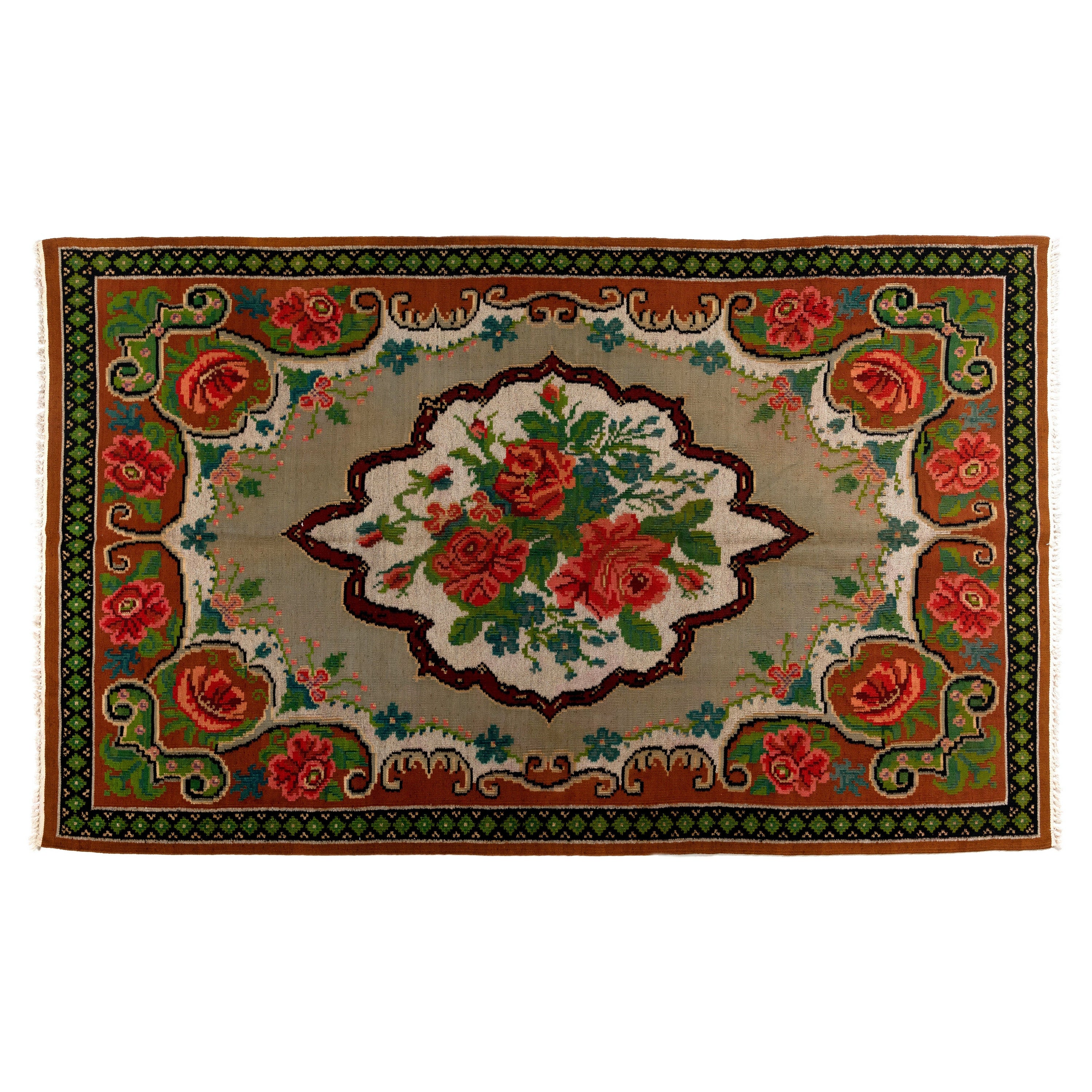 Handgewebter moldischer Kelim mit Blumenmuster, bessarabischer Teppich, 5.3x8.8 m