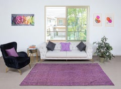 5.3x8.8 Ft Lilac Purple Color Handmade Area Rug from Turkey, Living Room Carpet