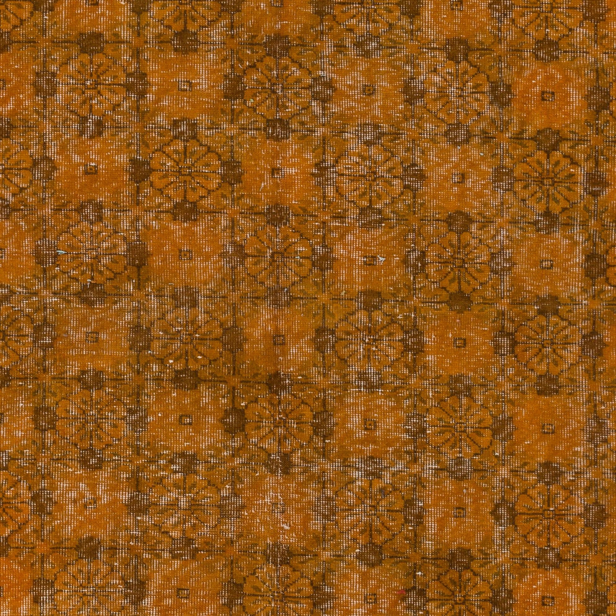 Alfombra de lana turca con diseño floral, hecha a mano, de color naranja, de 1,5 x 1,8 m Moderno en venta