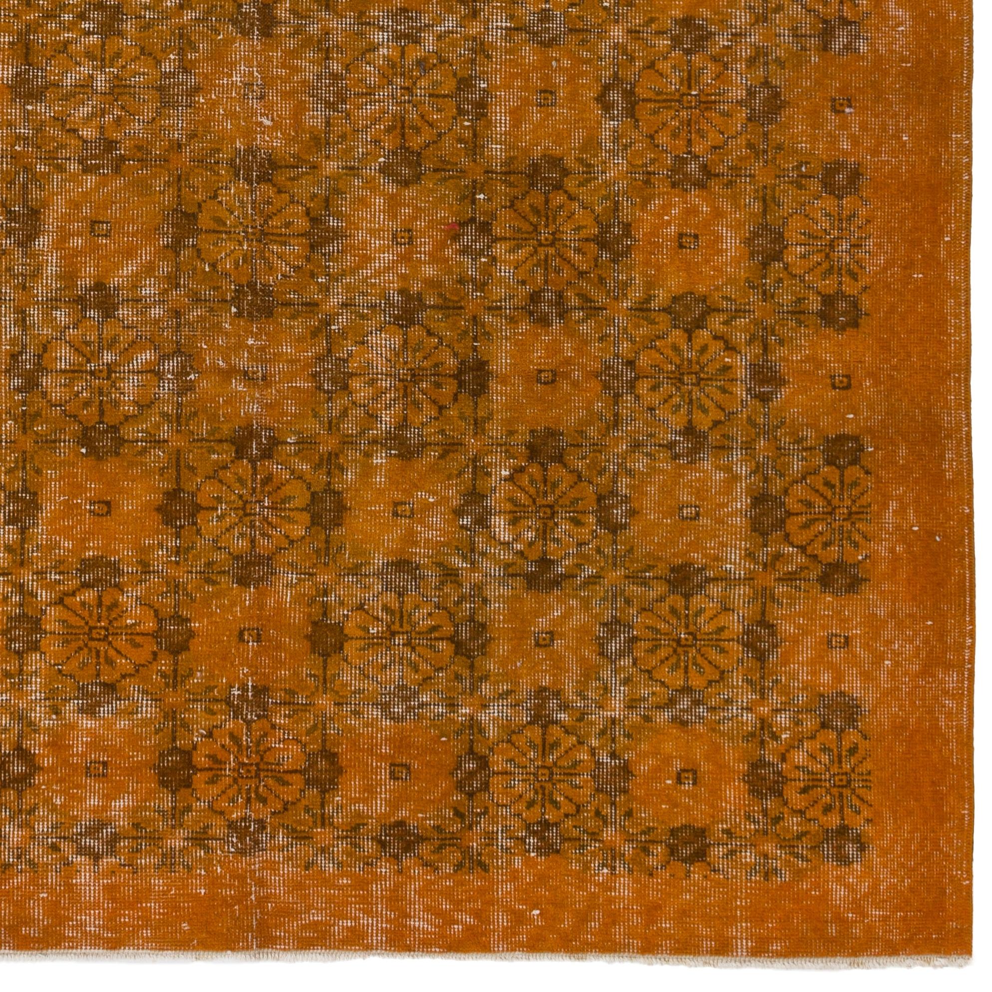 Alfombra de lana turca con diseño floral, hecha a mano, de color naranja, de 1,5 x 1,8 m Turco en venta