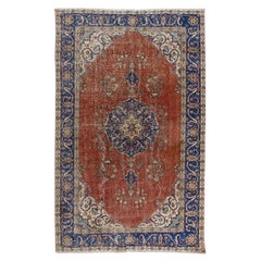 Traditioneller handgeknüpfter türkischer Vintage-Teppich mit Medaillon-Design, 5.3x8.8 Ft